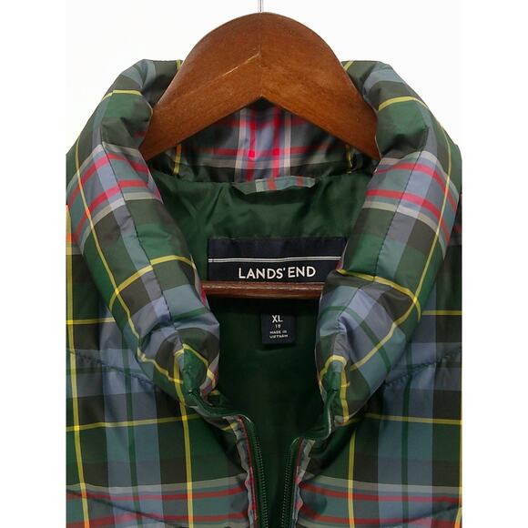 Lands' EndWomen's Size XL Multicolor Plaid Quilted Zip Up Puffer Vest Jacket - Picture 3 of 7